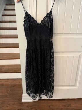 Y2K Vintage Victoria’s Secret Gold Label Black Lace Slip Dress Grunge Goth Large